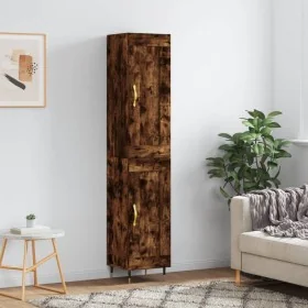 Aparador de madera contrachapada roble ahumado 34,5x34x180 cm de , Aparadores - Ref: Foro24-3200438, Precio: 95,28 €, Descuen...
