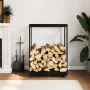 Leñero con ruedas madera maciza de pino negro 76,5x40x108 cm de , Bolsas y soportes de leña - Ref: Foro24-833334, Precio: 80,...