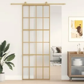 Sliding door in gold with frosted ESG glass and aluminum frame, measuring 76x205cm. by , Doors for the home - Ref: Foro24-155...