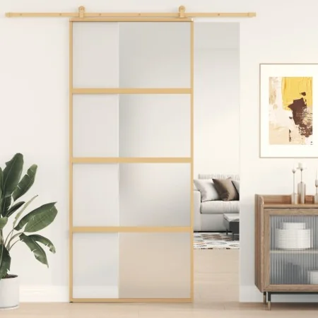 Schiebetür aus goldfarbenem ESG-Milchglas und Aluminium 90x205cm. von , Türen für zu Hause - Ref: Foro24-155182, Preis: 211,9...