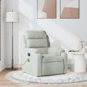 Sillón reclinable de masaje terciopelo gris claro de , Sillones - Ref: Foro24-373511, Precio: 258,54 €, Descuento: %