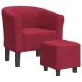 Sillón con taburete terciopelo rojo tinto de , Sillones - Ref: Foro24-356455, Precio: 182,83 €, Descuento: %