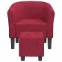 Sillón con taburete terciopelo rojo tinto de , Sillones - Ref: Foro24-356455, Precio: 182,83 €, Descuento: %