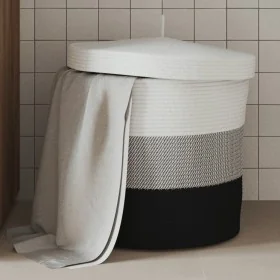 Storage basket with white and black cotton lid Ø40x35 cm by , Baskets - Ref: Foro24-358499, Price: 37,72 €, Discount: %