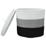 Cesta de almacenaje con tapa algodón blanco y negro Ø40x35 cm de , Cestas - Ref: Foro24-358499, Precio: 37,72 €, Descuento: %