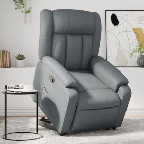 Sillón reclinable elevable cuero artificial gris de , Sillones - Ref: Foro24-3205267, Precio: 290,75 €, Descuento: %