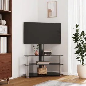 Mueble TV esquina 3 niveles para 32-70 pulgadas negro plateado de , Muebles TV - Ref: Foro24-358176, Precio: 136,69 €, Descue...
