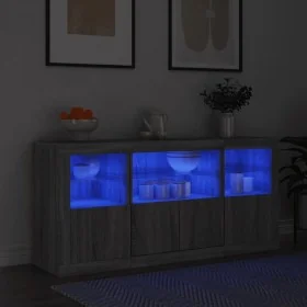 Aparador con luces LED gris Sonoma 142,5x37x67 cm de , Aparadores - Ref: Foro24-3209070, Precio: 173,74 €, Descuento: %