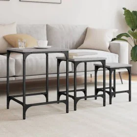 Mesas de centro apilables 3 pzas madera ingeniería gris Sonoma de , Mesas de centro - Ref: Foro24-838931, Precio: 41,71 €, De...