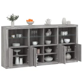 Aparador con luces LED gris Sonoma 202x37x100 cm de , Aparadores - Ref: Foro24-3209161, Precio: 324,91 €, Descuento: %