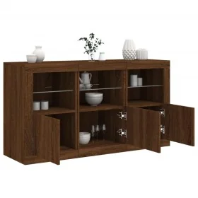 Aparador con luces LED marrón roble 123x37x67 cm de , Aparadores - Ref: Foro24-3209064, Precio: 154,69 €, Descuento: %