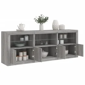 Sideboard with Sonoma grey LED lights 181.5x37x67 cm by , Sideboards - Ref: Foro24-3209007, Price: 245,87 €, Discount: %