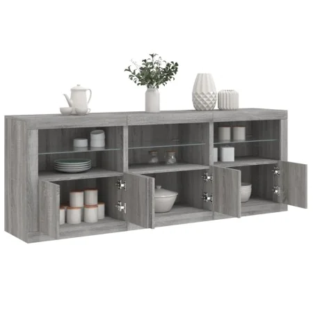 Aparador con luces LED gris Sonoma 181,5x37x67 cm de , Aparadores - Ref: Foro24-3209007, Precio: 245,87 €, Descuento: %