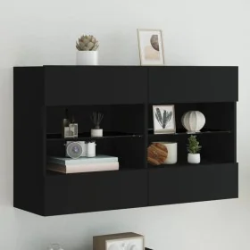 Mueble de TV de pared con luces LED negro 98,5x30x60,5 cm de , Muebles TV - Ref: Foro24-837107, Precio: 103,49 €, Descuento: %