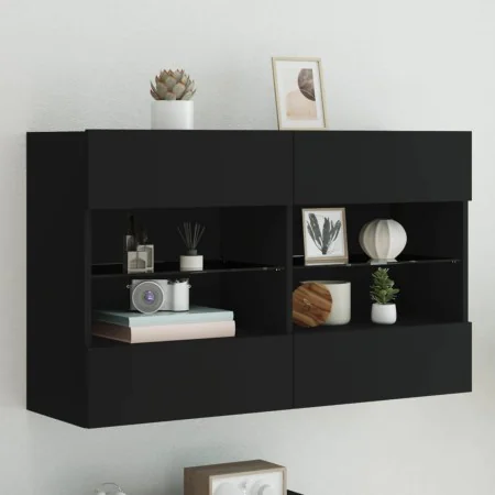 Mueble de TV de pared con luces LED negro 98,5x30x60,5 cm de , Muebles TV - Ref: Foro24-837107, Precio: 103,49 €, Descuento: %