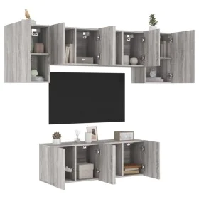 Muebles de TV de pared 6 pzas madera de ingeniería gris Sonoma de , Muebles TV - Ref: Foro24-3216444, Precio: 189,89 €, Descu...