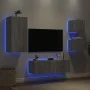 Muebles de TV de pared con luces LED 4 piezas gris Sonoma de , Muebles TV - Ref: Foro24-3216886, Precio: 173,03 €, Descuento: %