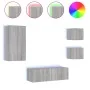 Muebles de TV de pared con luces LED 4 piezas gris Sonoma de , Muebles TV - Ref: Foro24-3216886, Precio: 173,03 €, Descuento: %