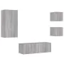 Muebles de TV de pared con luces LED 4 piezas gris Sonoma de , Muebles TV - Ref: Foro24-3216886, Precio: 173,03 €, Descuento: %