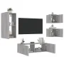 Muebles de TV de pared con luces LED 4 piezas gris Sonoma de , Muebles TV - Ref: Foro24-3216886, Precio: 173,03 €, Descuento: %