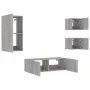 Muebles de TV de pared con luces LED 4 piezas gris Sonoma de , Muebles TV - Ref: Foro24-3216886, Precio: 173,03 €, Descuento: %