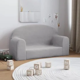 Two-seater light gray soft plush sofa for children by , Baby and Toddler Furniture - Ref: Foro24-357011, Price: 46,08 €, Disc...