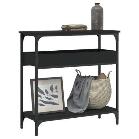 Schwarzer Konsolentisch mit Regal aus Holzwerkstoff 75x29x75 cm. von , Seitentische - Ref: Foro24-837712, Preis: 49,31 €, Rab...