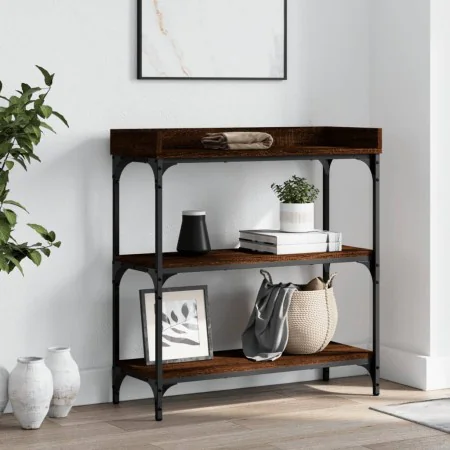 Mesa consola con estantes roble marrón 75x30x80 cm de , Mesas auxiliares - Ref: Foro24-837816, Precio: 47,23 €, Descuento: %