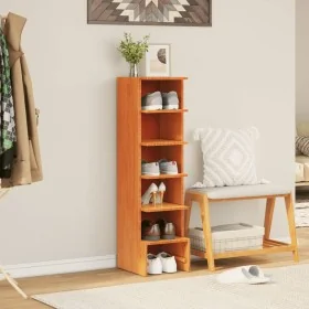 Mueble zapatero madera maciza de pino marrón cera 28x30x104 cm de , Zapateros y organizadores de calzado - Ref: Foro24-837390...