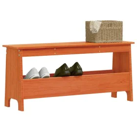 Solid pine wood brown waxed hallway bench 100x28x45 cm by , Benches for halls and storage - Ref: Foro24-837384, Price: 53,29 ...