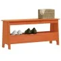 Solid pine wood brown waxed hallway bench 100x28x45 cm by , Benches for halls and storage - Ref: Foro24-837384, Price: 53,29 ...