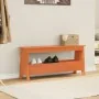 Solid pine wood brown waxed hallway bench 100x28x45 cm by , Benches for halls and storage - Ref: Foro24-837384, Price: 53,29 ...