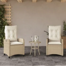 Sillones reclinables de jardín con cojines beige 2 uds ratán PE de , Sillas de jardín - Ref: Foro24-365220, Precio: 261,30 €,...