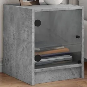 Mesita de noche con puerta de vidrio gris hormigón 35x37x42 cm von , Nachttische - Ref: Foro24-836349, Preis: 32,37 €, Rabatt: %