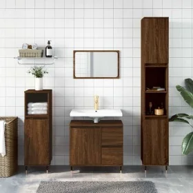 Armario de baño madera contrachapada marrón roble 65x33x60 cm de , Tocadores de baño - Ref: Foro24-831603, Precio: 60,08 €, D...
