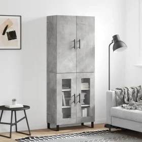 Aparador alto madera contrachapada gris hormigón 69,5x34x180 cm by , Sideboards - Ref: Foro24-3195759, Price: 147,63 €, Disco...