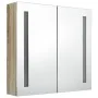 Armario de baño con espejo y LED color roble 62x14x60 cm de vidaXL, Tocadores de baño - Ref: Foro24-326522, Precio: 107,92 €,...