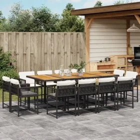 Set comedor de jardín con cojines 13 pzas ratán sintético negro de , Conjuntos de jardín - Ref: Foro24-3211587, Precio: 880,8...
