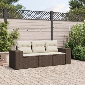 Set sofás de jardín 3 piezas y cojines ratán sintético marrón de , Conjuntos de jardín - Ref: Foro24-3254600, Precio: 235,10 ...