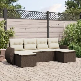 Set sofás de jardín 6 piezas y cojines ratán sintético marrón de , Conjuntos de jardín - Ref: Foro24-3254060, Precio: 384,10 ...