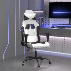 Silla gaming de masaje cuero sintético blanco y negro de , Sillones para videojuegos - Ref: Foro24-345409, Precio: 118,01 €, ...