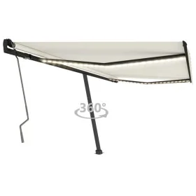 Toldo manual retráctil con LED color crema 450x350 cm de , Toldos - Ref: Foro24-3069842, Precio: 567,88 €, Descuento: %