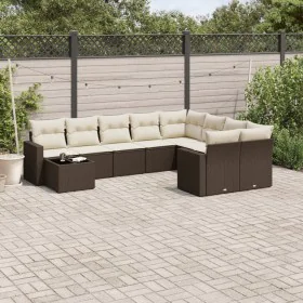 Set of 10 garden sofas and cushions synthetic rattan brown by , Modular outdoor sofas - Ref: Foro24-3251800, Price: 662,81 €,...