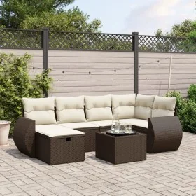 7-piece garden sofa set with brown PE rattan cushions by , Garden sets - Ref: Foro24-3264119, Price: 474,55 €, Discount: %
