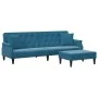 Sofá cama de 2 plazas con almohadas y taburete terciopelo azul de , Sofás - Ref: Foro24-3216218, Precio: 374,33 €, Descuento: %