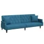 Sofá cama de 2 plazas con almohadas y taburete terciopelo azul de , Sofás - Ref: Foro24-3216218, Precio: 374,33 €, Descuento: %