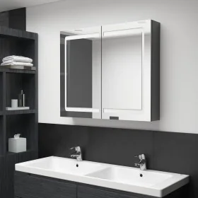 Armario de baño con espejo LED gris brillante 80x12x68 cm de vidaXL, Tocadores de baño - Ref: Foro24-326514, Precio: 160,05 €...