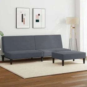 Sofá cama de 2 plazas con taburete terciopelo gris oscuro de , Sofás - Ref: Foro24-3216232, Precio: 281,33 €, Descuento: %