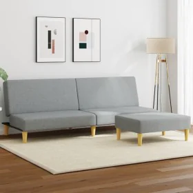 Sofá cama de 2 plazas con taburete tela gris claro de , Sofás - Ref: Foro24-3216224, Precio: 301,18 €, Descuento: %