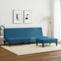 Sofá cama de 2 plazas con taburete terciopelo azul de , Sofás - Ref: Foro24-3216230, Precio: 294,32 €, Descuento: %